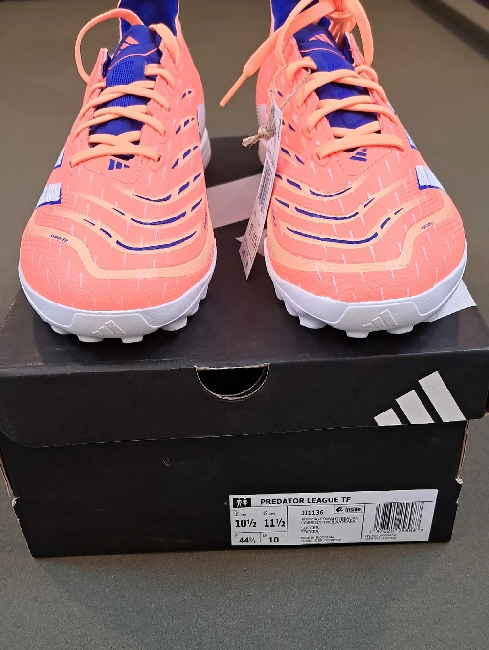 adidas Predator League TF Soccer  - Color: Coral/White/Orange - Size: Men 10.5